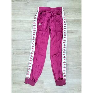 Kappa Maroon Logo Tape Track Pants Joggers Zipper Ankle Womens Medium